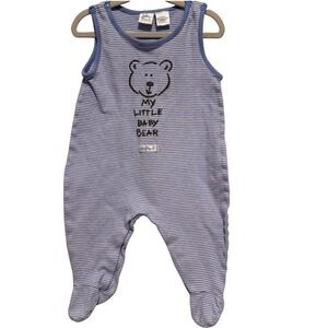 Vintage Y2K Oshkosh Bgosh striped sleeveless blue bear foot outfit boy 6-9 month
